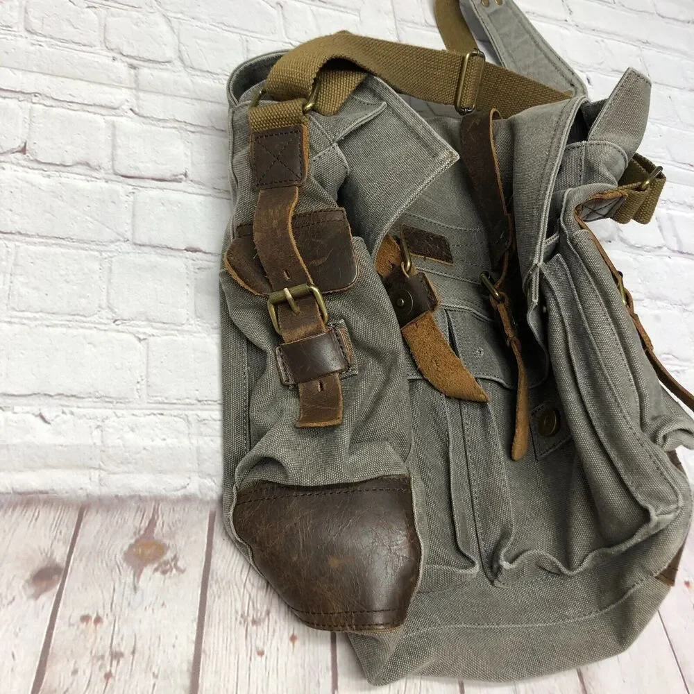 S-ZONE Camera Messenger Bag Leather Canvas DSLR Shoulder Crossbody Bag B294 -26